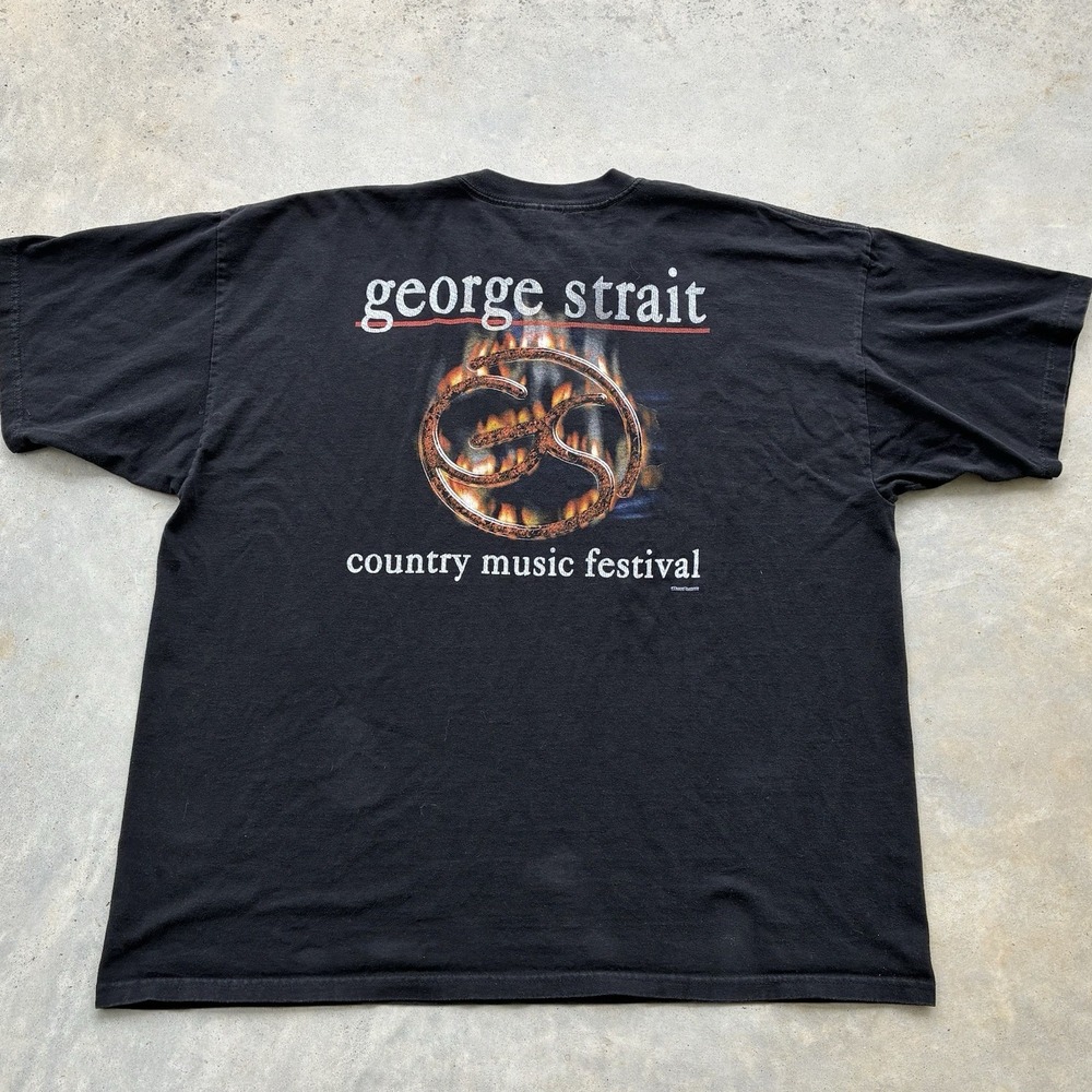 VTG George Strait Country Music Festival T Shirt Sz 2XL Black 90's Ultra Cotton